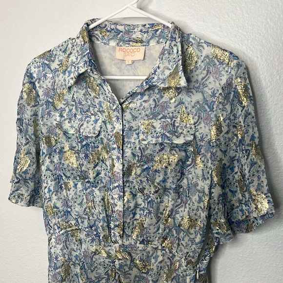 Rococo Sand Braw Mini Shirt Dress In Multihued FLAWED - Picture 4 of 9